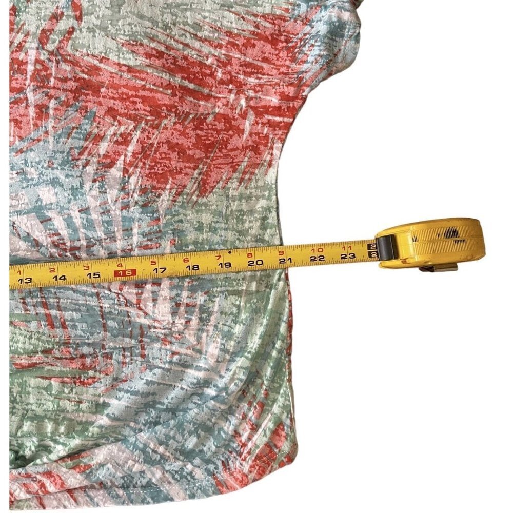 LARA LANE Petites Tie-Front Top Size PL Multicolor Scoop Neck Gemmed Burn-Out - Picture 12 of 14